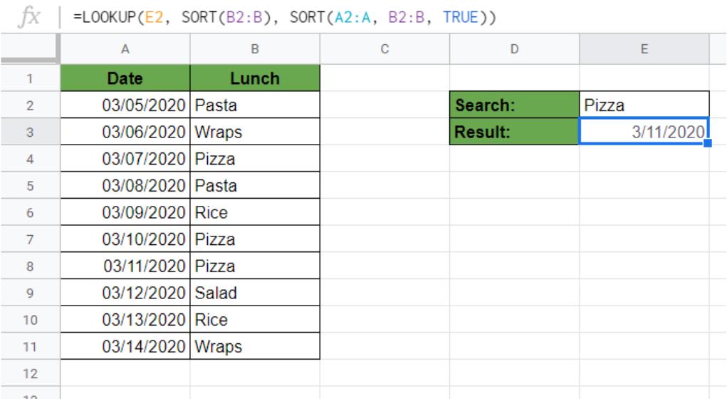 Minh họa hàm LOOKUP và SORT 7